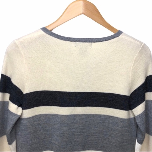 Adrienne Vittadini Open Front Striped Cardigan Size Small Gray Coatigan - Picture 6 of 9